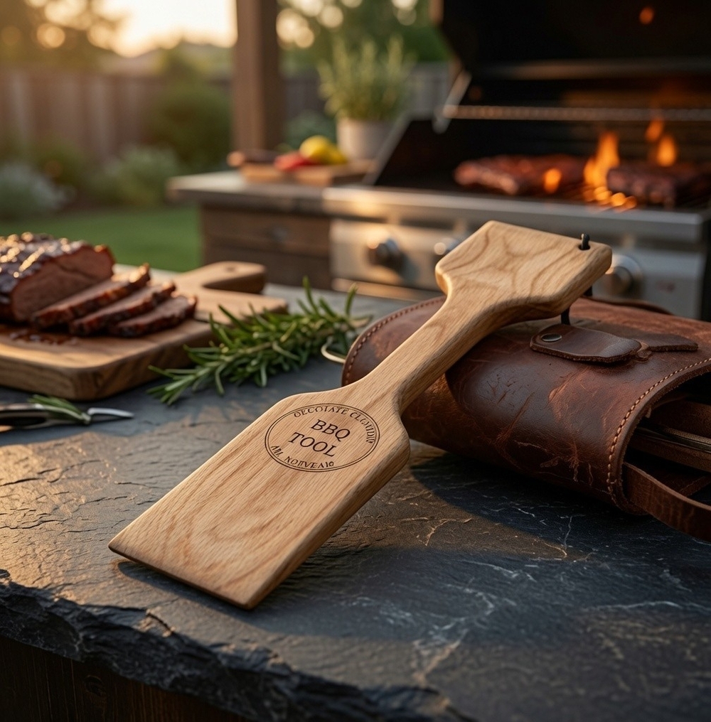 Wood BBQ Scrape Paddle Ultimate Cleaning Grill Scraper Barbecue Cleaning Scrape
